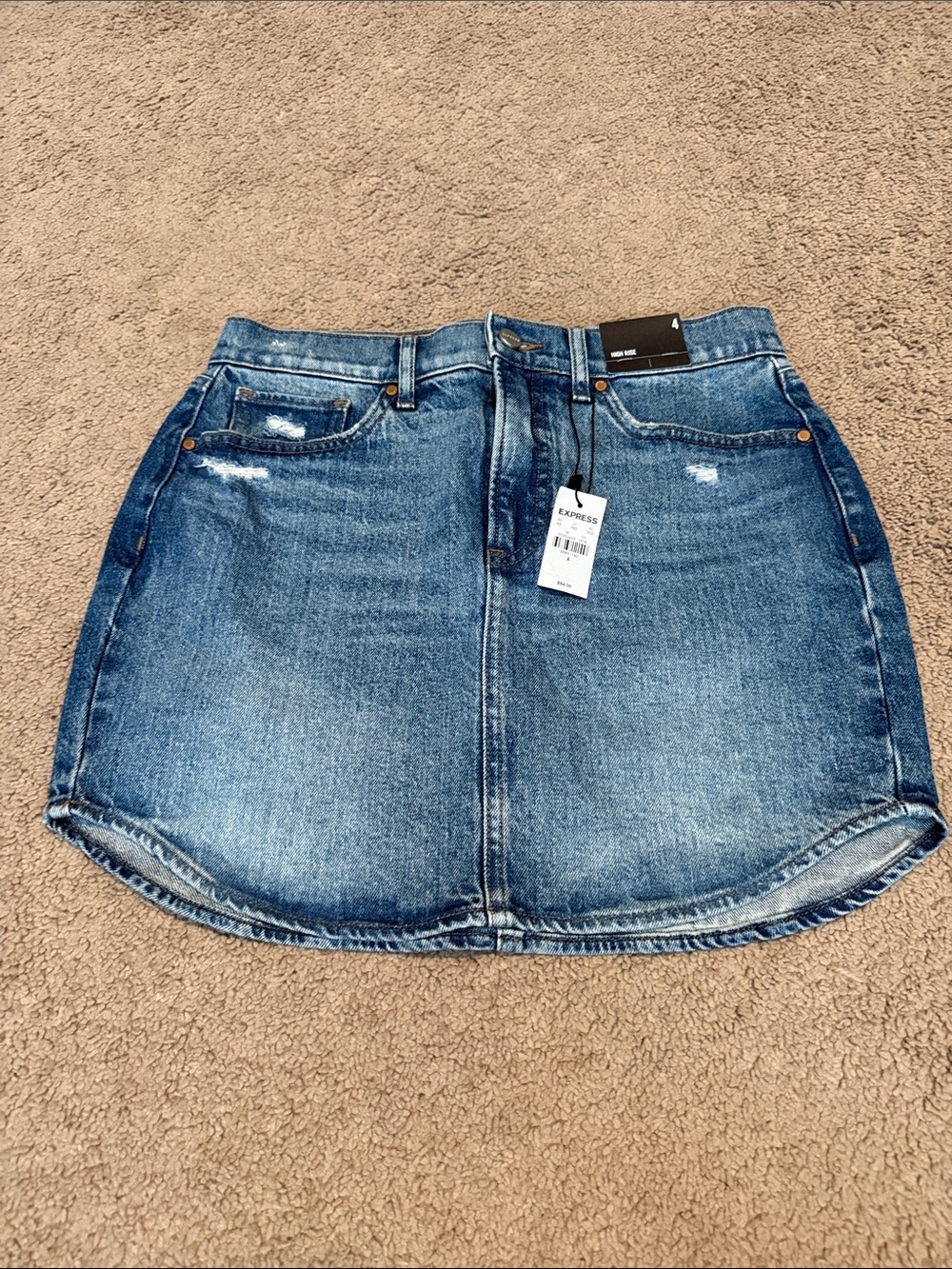 Express Denim Mini Skirt in Medium Blue Wash